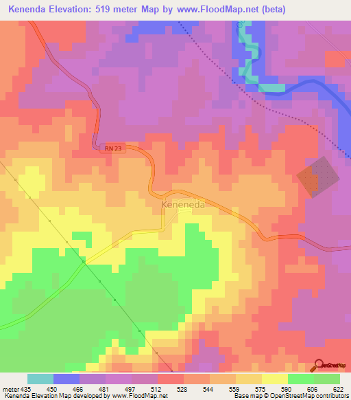 Kenenda,Algeria Elevation Map