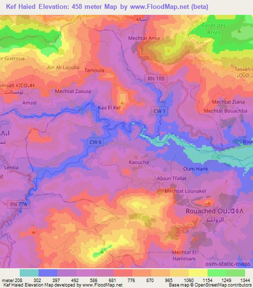 Kef Haied,Algeria Elevation Map