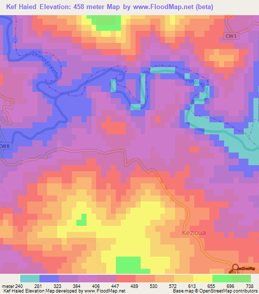 Kef Haied,Algeria Elevation Map