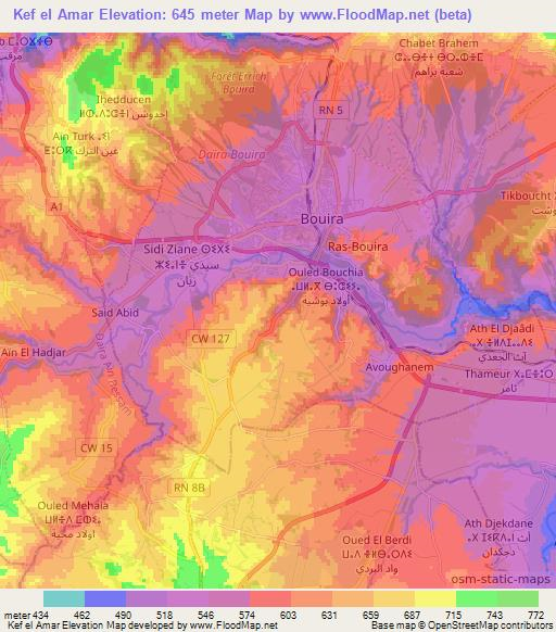 Kef el Amar,Algeria Elevation Map