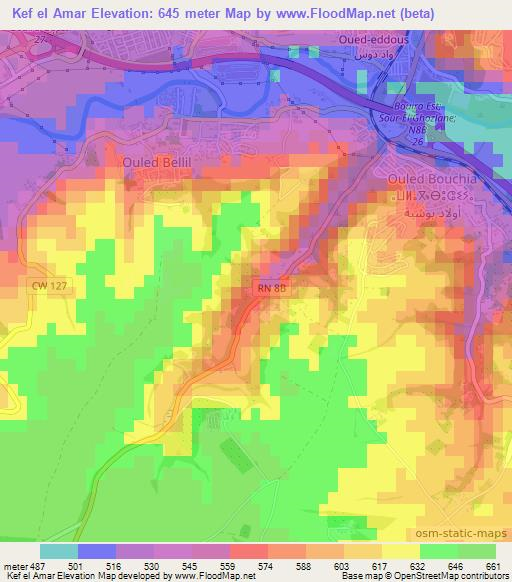 Kef el Amar,Algeria Elevation Map