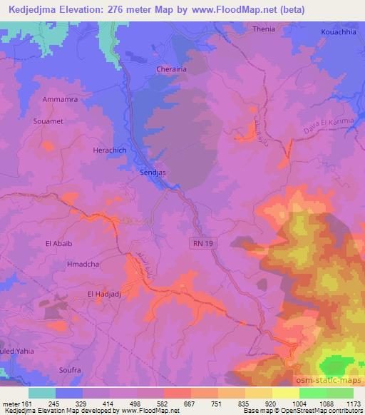 Kedjedjma,Algeria Elevation Map