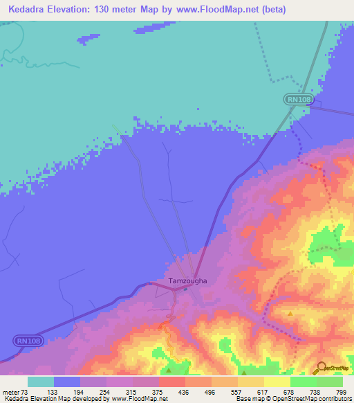 Kedadra,Algeria Elevation Map