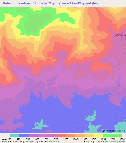 Kebach,Algeria Elevation Map