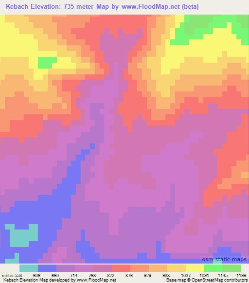 Kebach,Algeria Elevation Map