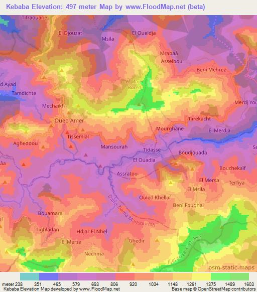 Kebaba,Algeria Elevation Map