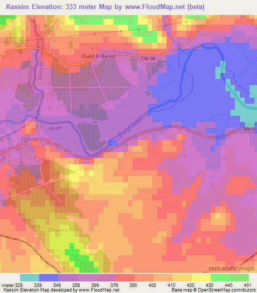 Kassim,Algeria Elevation Map