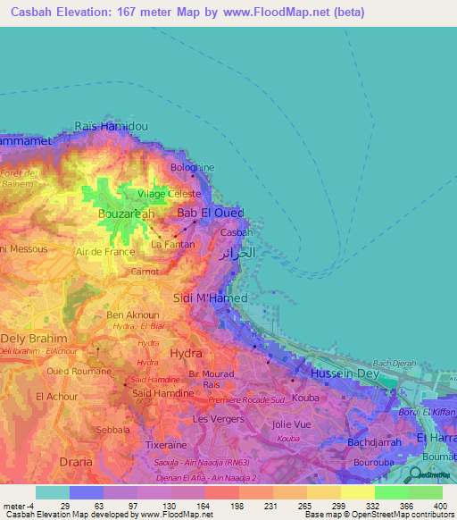 Casbah,Algeria Elevation Map
