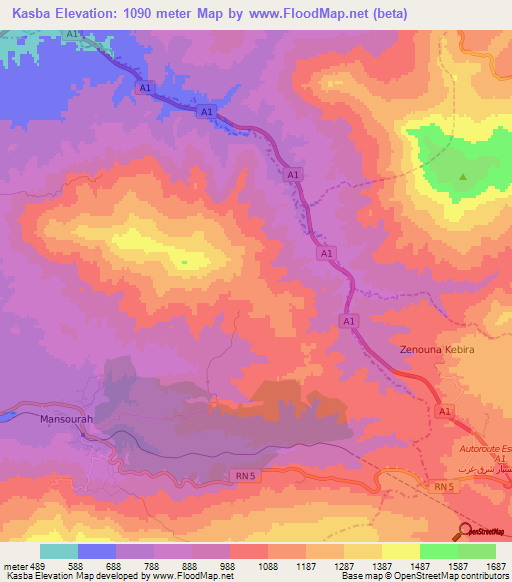 Kasba,Algeria Elevation Map