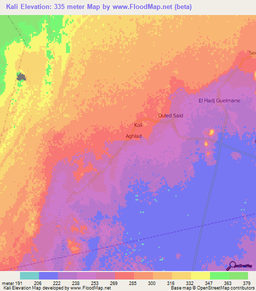 Kali,Algeria Elevation Map