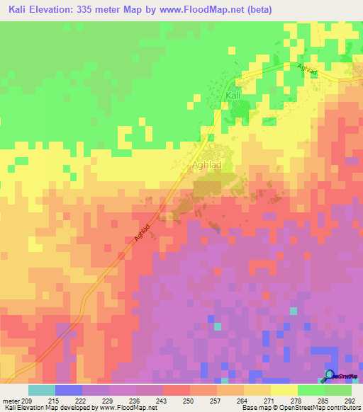 Kali,Algeria Elevation Map