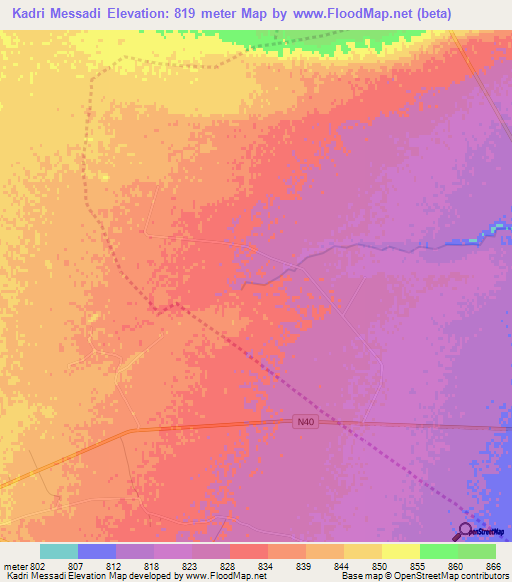 Kadri Messadi,Algeria Elevation Map