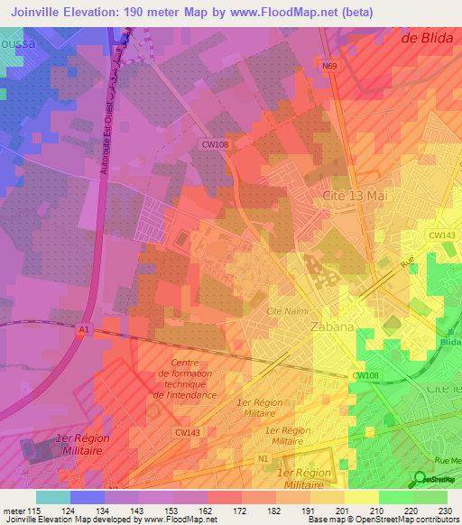 Joinville,Algeria Elevation Map