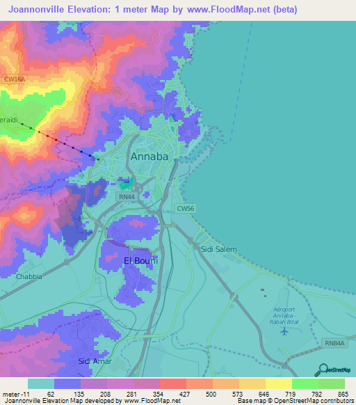 Joannonville,Algeria Elevation Map