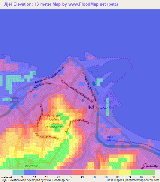 Jijel,Algeria Elevation Map