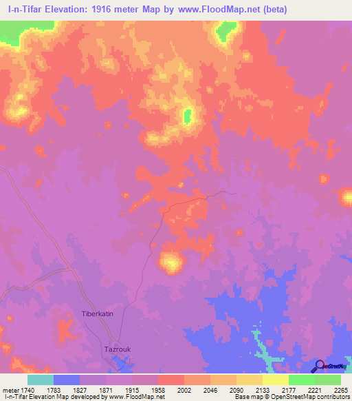 I-n-Tifar,Algeria Elevation Map