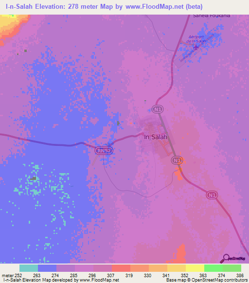 I-n-Salah,Algeria Elevation Map