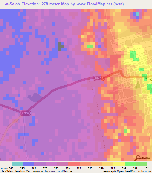 I-n-Salah,Algeria Elevation Map