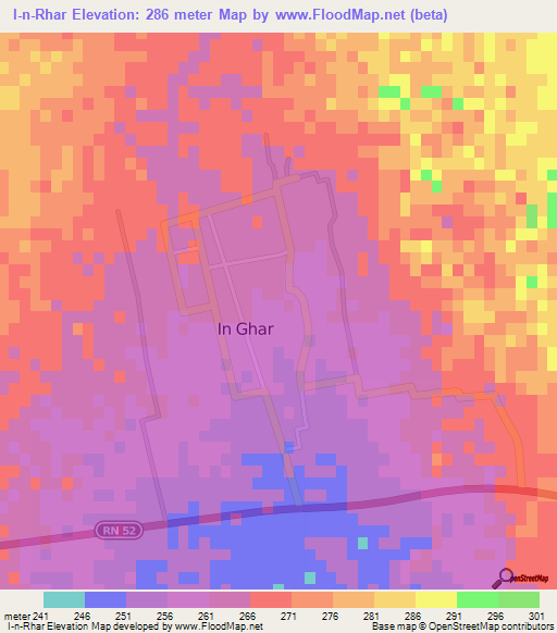 I-n-Rhar,Algeria Elevation Map