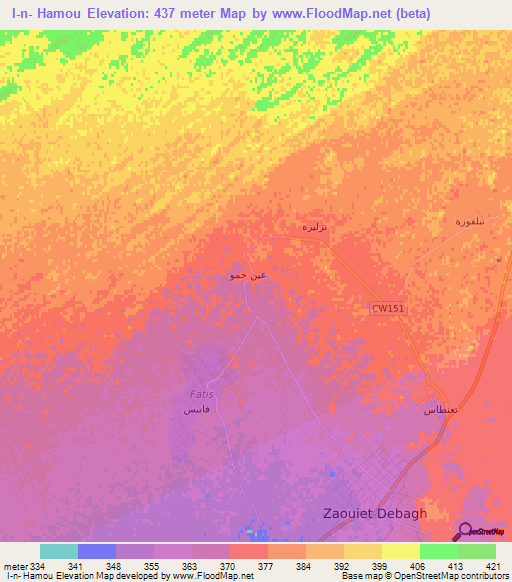 I-n- Hamou,Algeria Elevation Map