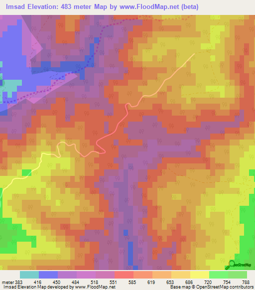 Imsad,Algeria Elevation Map