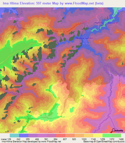 Ima Hlima,Algeria Elevation Map