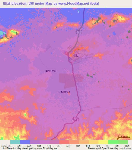 Illizi,Algeria Elevation Map