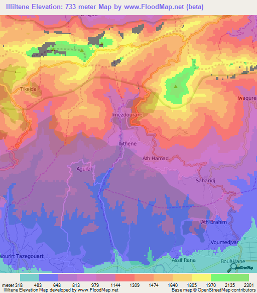 Illiltene,Algeria Elevation Map