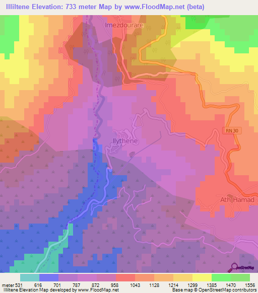 Illiltene,Algeria Elevation Map
