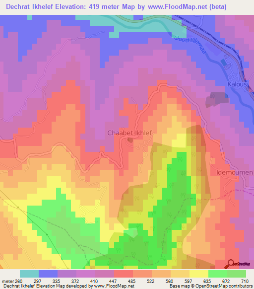 Dechrat Ikhelef,Algeria Elevation Map