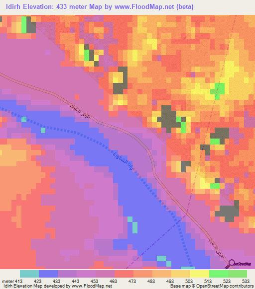 Idirh,Algeria Elevation Map
