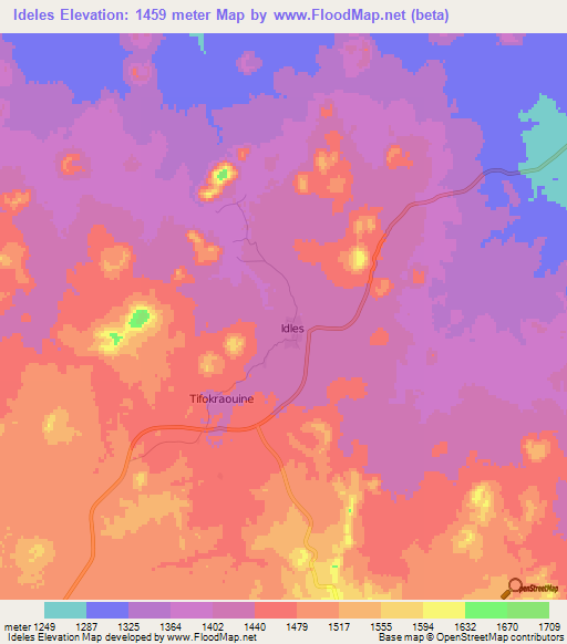Ideles,Algeria Elevation Map