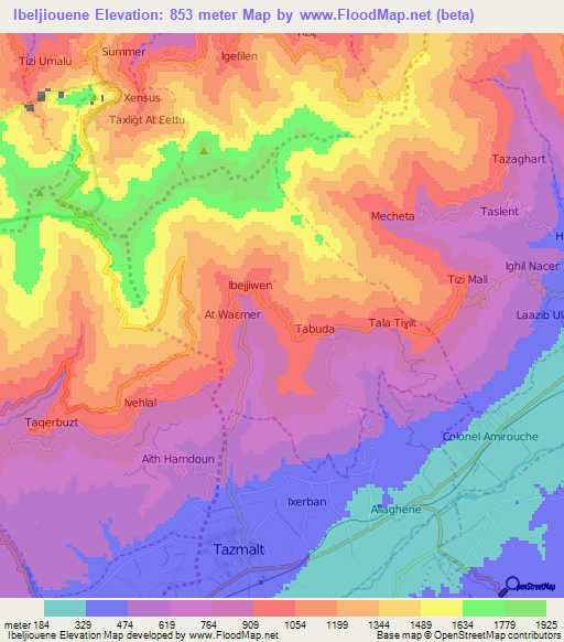 Ibeljiouene,Algeria Elevation Map