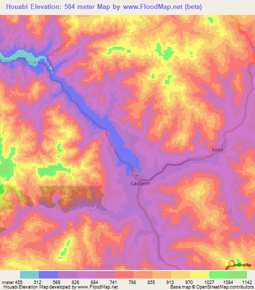 Houabi,Algeria Elevation Map