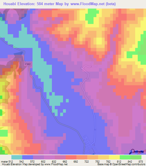 Houabi,Algeria Elevation Map