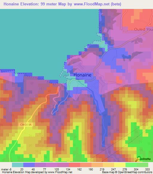 Honaine,Algeria Elevation Map