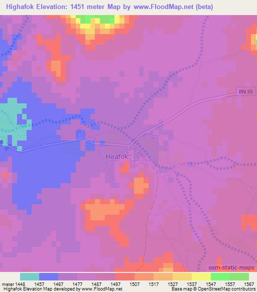 Highafok,Algeria Elevation Map