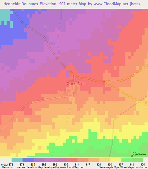 Hennchir Douames,Algeria Elevation Map