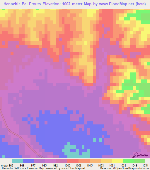 Hennchir Bel Frouts,Algeria Elevation Map