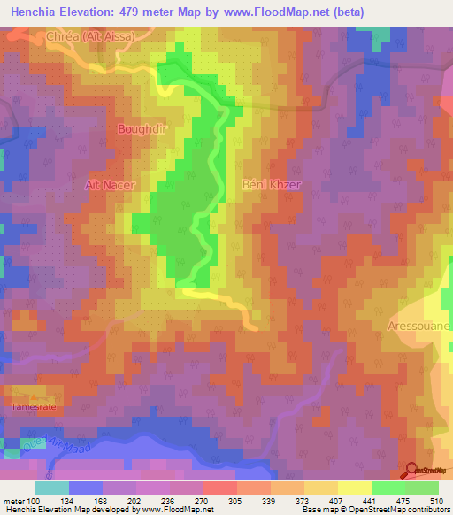 Henchia,Algeria Elevation Map