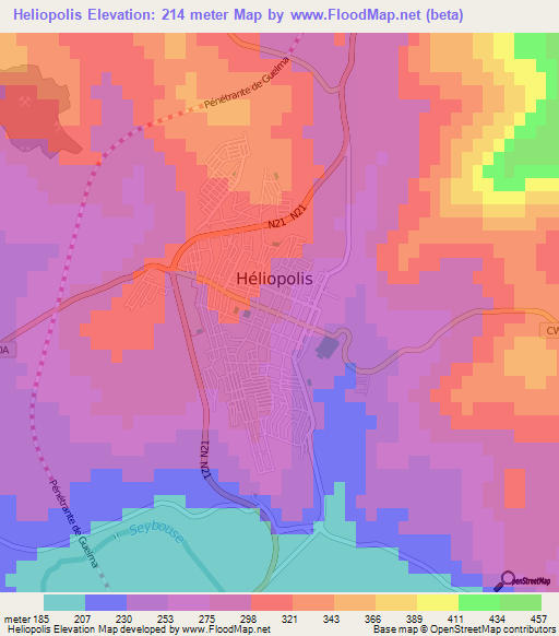 Heliopolis,Algeria Elevation Map