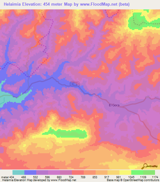 Helaimia,Algeria Elevation Map