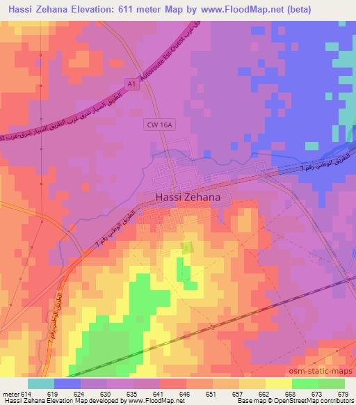 Hassi Zehana,Algeria Elevation Map