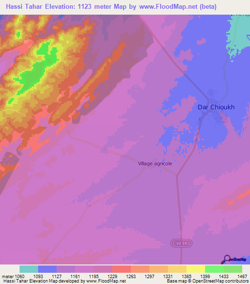 Hassi Tahar,Algeria Elevation Map