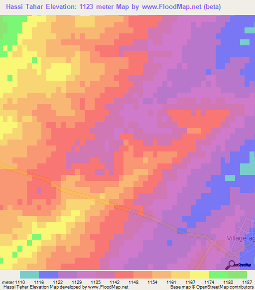 Hassi Tahar,Algeria Elevation Map