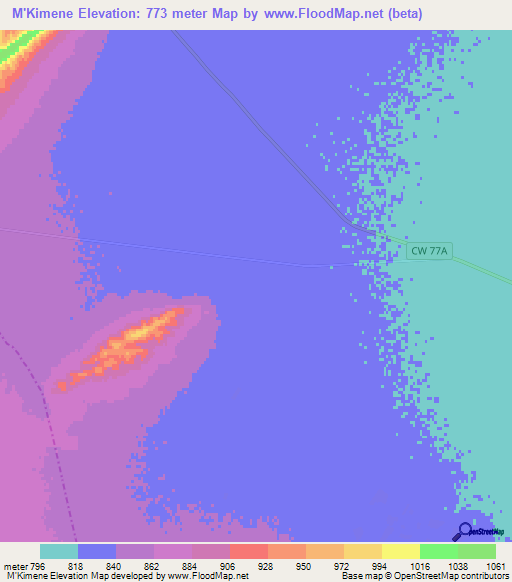 M'Kimene,Algeria Elevation Map