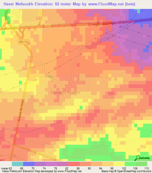 Hassi Mefsoukh,Algeria Elevation Map