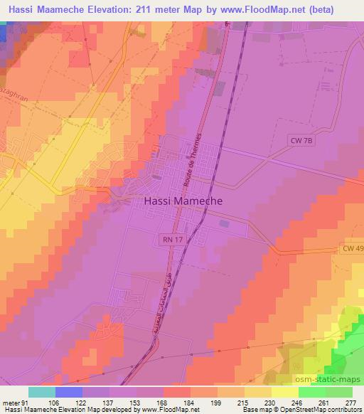Hassi Maameche,Algeria Elevation Map