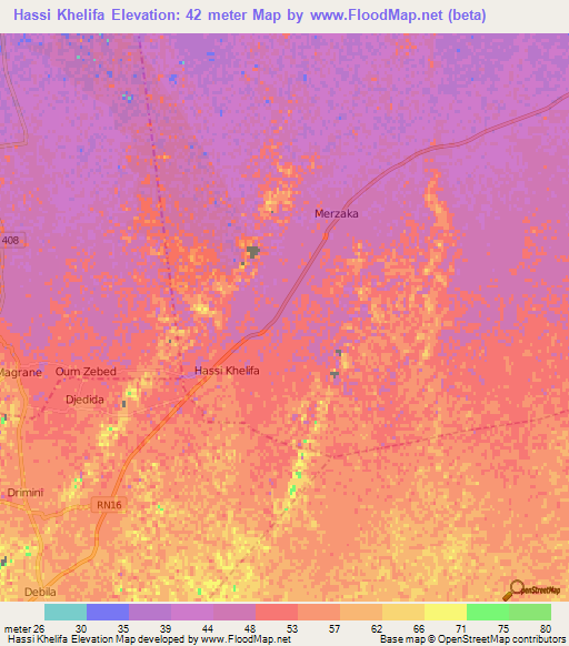 Hassi Khelifa,Algeria Elevation Map