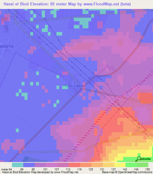 Hassi el Biod,Algeria Elevation Map